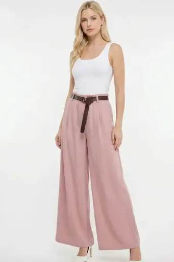 Broek Rosalie met riem en brede pijpen