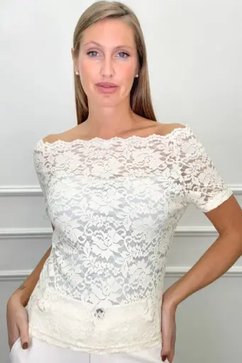 Off-shoulder kanten shirt Romy