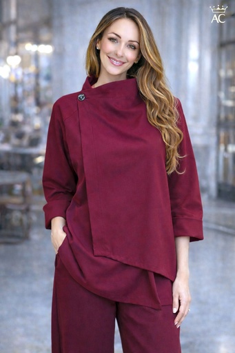 [201178] Asymmetrische blouse Reda opstaande kraag nm66