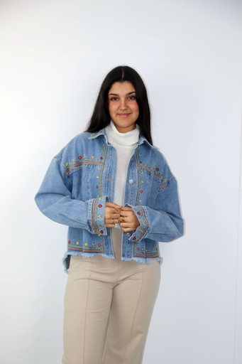 Jeansjasje Rana geborduurde bloemetjes nm98