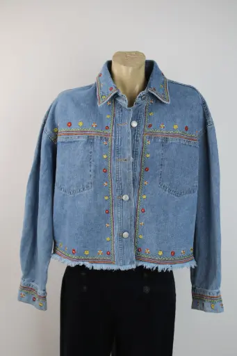 Jeansjasje Rana geborduurde bloemetjes nm98