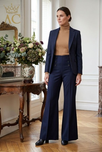 [201187] Broek Revi met brede pijp en 6 knopen nm55