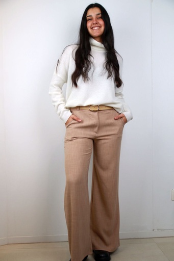 [201190] Broek Oscar nm51 toile wijde pijp eco leren riem 