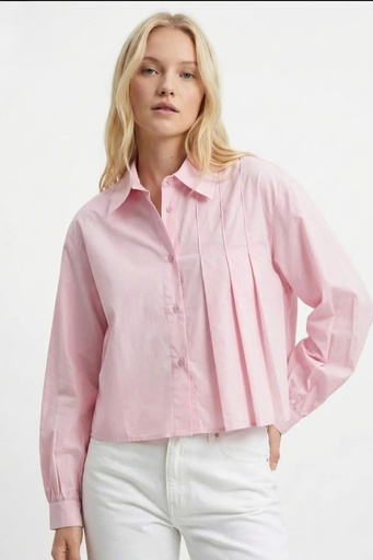 [201239] Blouse Oumayra nm100 3 saut plis poitrine gauche manche bouffante courte