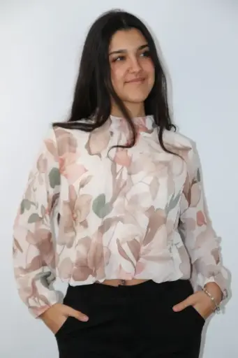 [201263] Cropped blouse Roxanne nm48 bloem en blad