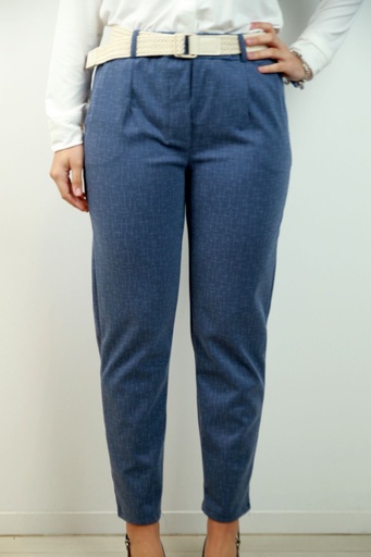 [201268] Broek Ouiam diagonale fijne strepen en gekruist moms's fit