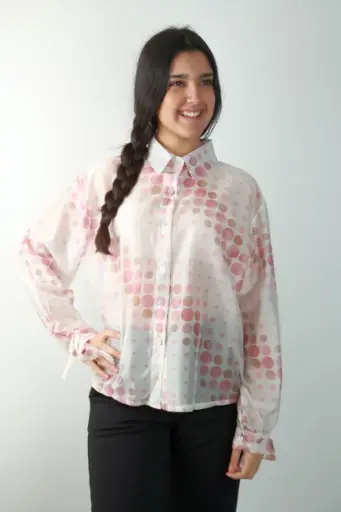 [201300] Blouse Rosan met diagonaal bolletjespatroon nm85