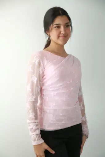 [201302] T-shirt Rocco kant op netstof gefronste taille en manchet nm47