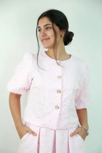 [201309] Vest Rinze met korte pofmouw en rozenknopen 