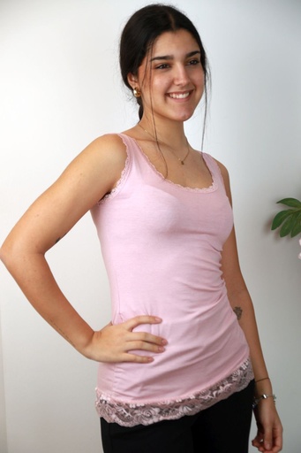 [201317] Tank top Rafi nm95 kanten boord en ronde hals 