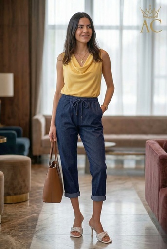 [201319] Jeansbroek Onne nm65 rektaille rijglint iets losser aan taille