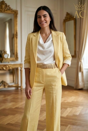 [201323] Vest Ouail geweven structuur reverskraag 1 knop 