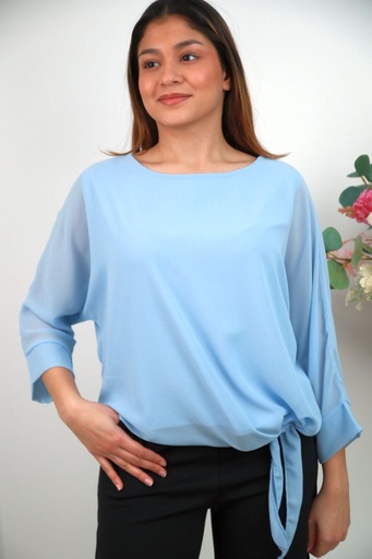 [201332] Blouse Sarah nm43 crêpe strikdetail driekwartmouw 