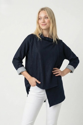 [201364] Vest Oane nm32 geribde denim a-symmetrische sluiting