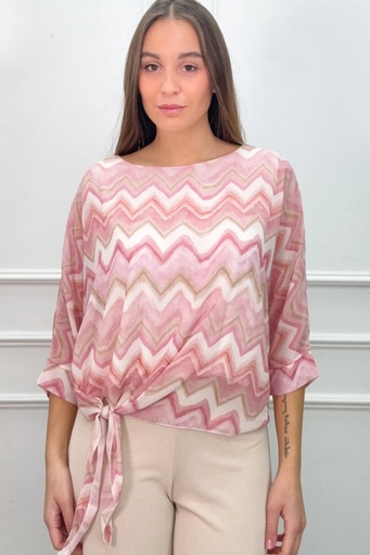 [201366] Ousmane nm38 zigzagpatroon open hals taileknoop