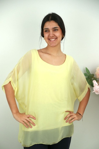 [201373] Zijde tuniek Omaima nm99 open hals en rug geknoopt lint