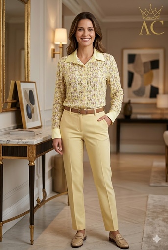 [201381] Blouse Rivano floqué on mesh fabric