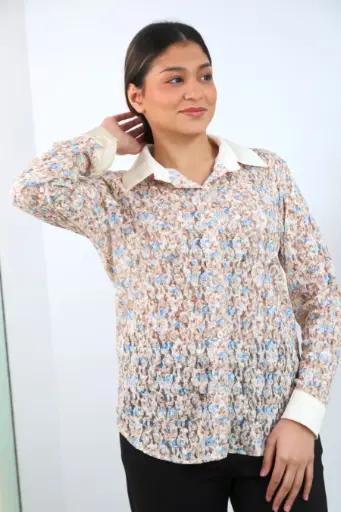 [201381] Blouse Rivano floqué op netstof 