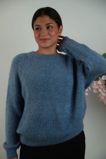 [201408] Trui Seth nm20 mohair ronde hals met ribboord, amerikaanse lange mouwinzet