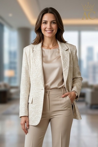 [201410] Gebloemde blazer Nayara glamy reliëfstof 