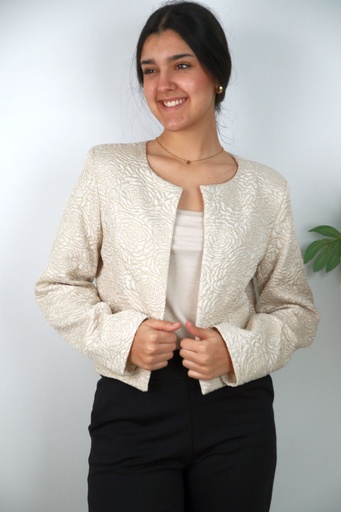 [201415] Kort vestje Nikolaos  glamy reliëfstof gebloemd 