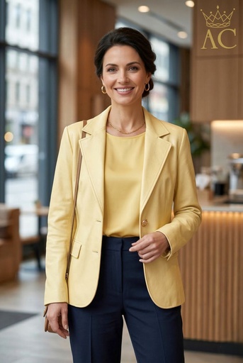 [201416] Jas Nilda nm55 eco leer reverskraag ruwe vergulde knopen