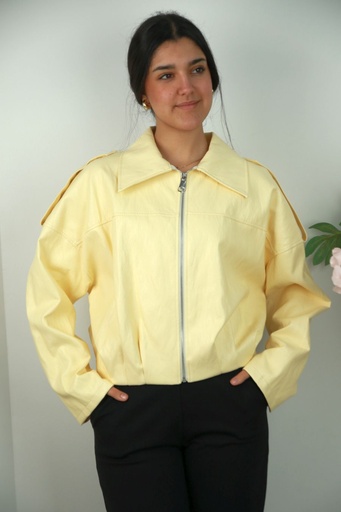 [201417] Bomber jasje Niam eco leer springplooien ritssluiting