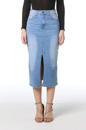 [201471] Denim rok Olan aanpassend met split midden vooraan