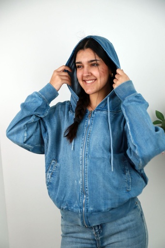 [201472] Denim jacket Owin nm98 capuchon en rijglint 