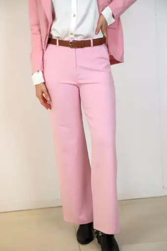 [201506] Pants Rolf with straight leg and eco leather belt nm46