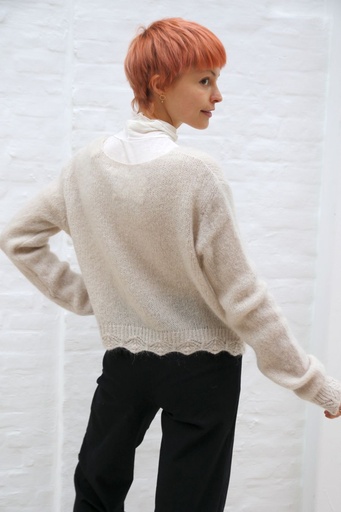 [201508] Mohair cardigan Niobe nm65 neck nacré buttons