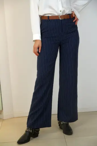 [201509] Pantalon Regina à jambe droite et à rayures