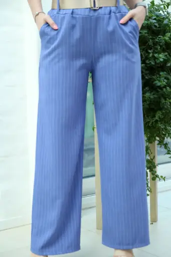 [201510] Pants Rhys with wide leg, pinstripe and belt