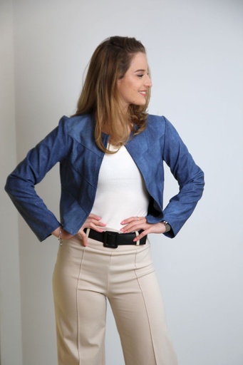 [201515] Eco leren jacket Nesta denim print 