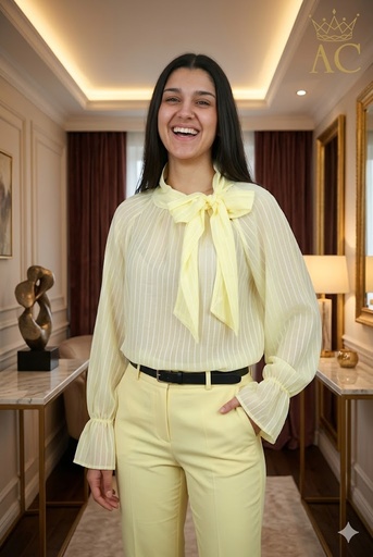 [201552] Blouse Nessim nm85 strikkraag manchette volant 