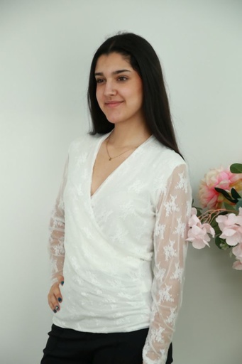 [201553] Blouse Noussair nm42 lace v-neck overlap lined