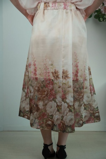 [201562] Bell skirt Nicolien nm90 floral print tencel lined