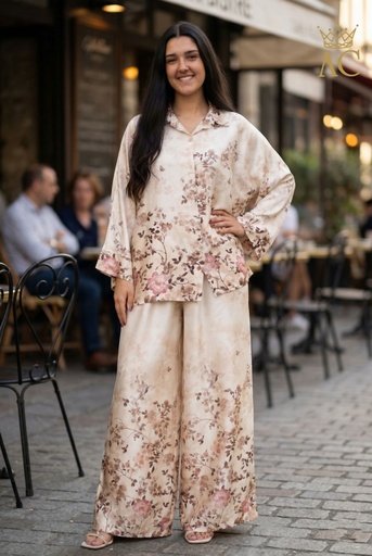 [201574] Tunique et pantalon Senn nm100 motif floral manches larges
