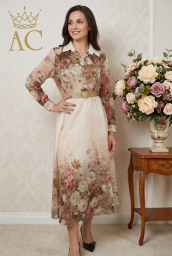 [201592] Jurk Najwa nm85 rozen- en anemonenprint 