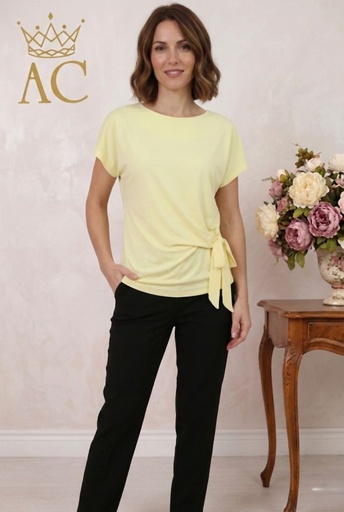 [201594] T-shirt Nylah nm66 nœud sur le côté encolure ronde