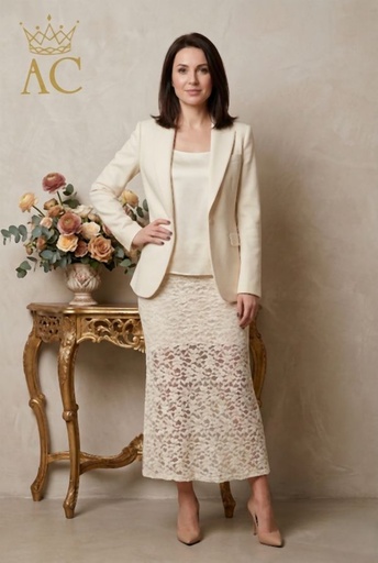 [201596] Nasira nm45 jupe dentelle 7/8 longueur doublée