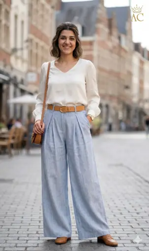 [201598] Pants Nerea wide leg lurex pinstripe