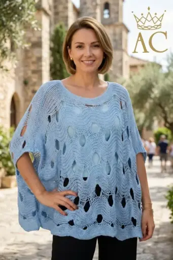 [201603] Pull Nomy ajour-steek vleermuismouw ronde hals