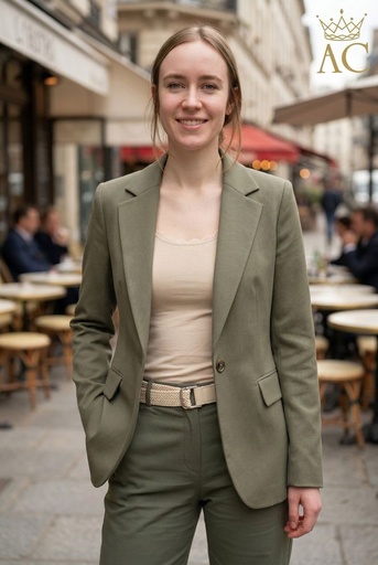 [201612] Blazer Oguz diagonally lined and crossed gabardine 2 decorative flaps