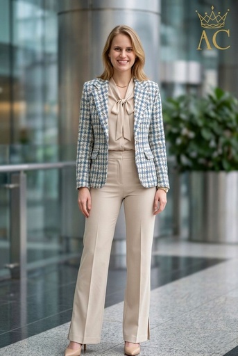 [201615] Blazer Olsen nm74 col à revers pied-de-poule en fil clouté