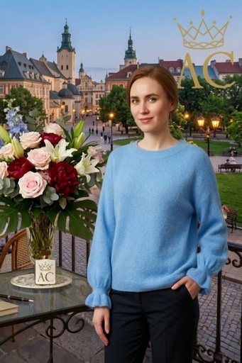 [201632] Pull Nees nm27 ronde hals gefronste trompetmouw