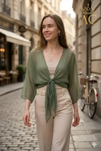 [201623] Blouse à boutons Qwen nm100 manches chauve-souris sans col