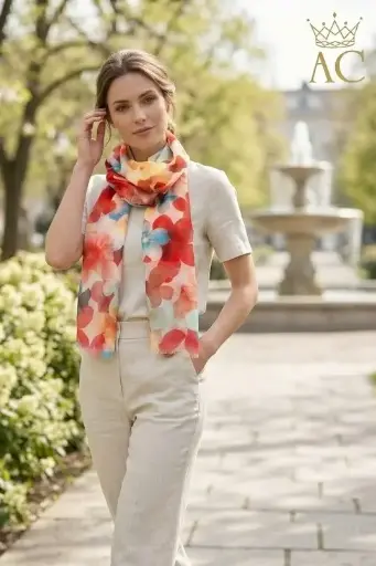 [201651] Foulard Rishaan avec imprimé floral nm100