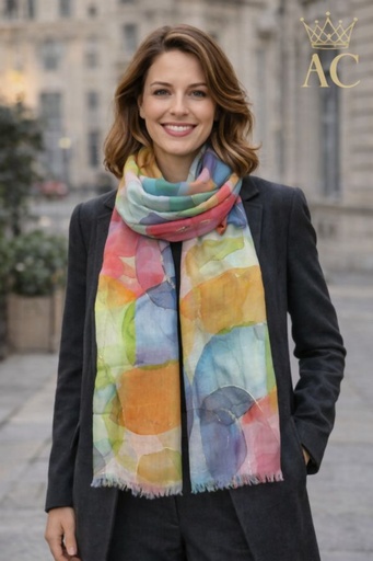 [201684] Nouveau foulard nm100 à pois multicolores