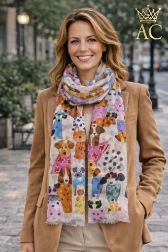 [201690] Scarf Niesje nm100 different dogs